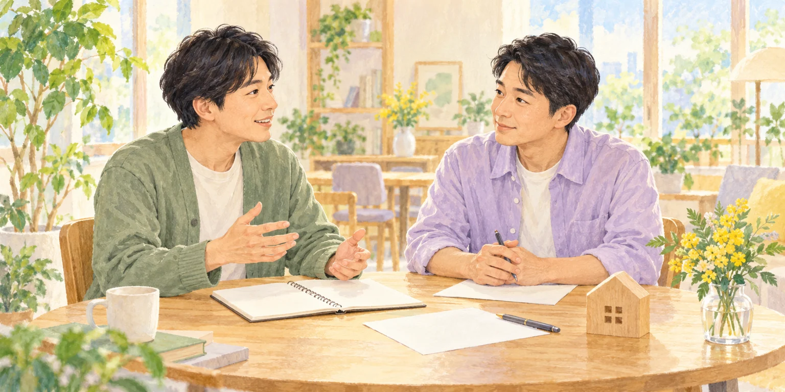 希望する暮らしや利用の準備について相談するイメージイラスト